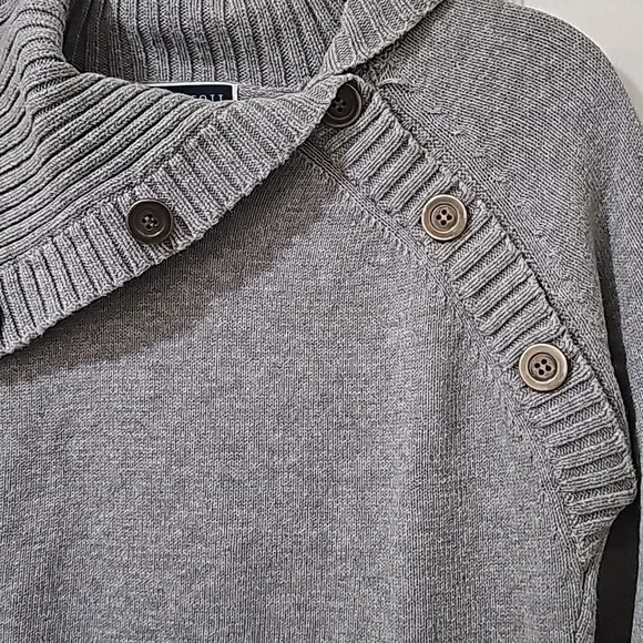 Karen Scott Women's Gray Long Sleeve Collared Knit Sweater Size Medium - Picture 3 of 6